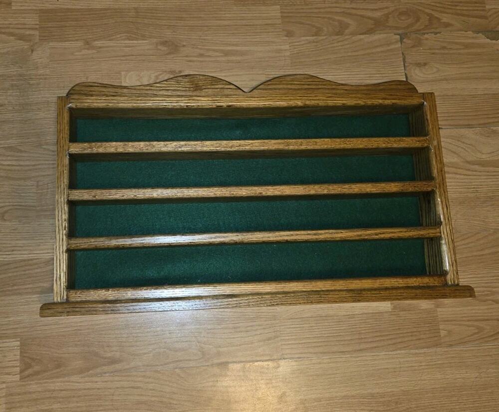 Vintage Wooden Golf Ball Display 4 Shelf 40 Ball Wall Mount Table Top Felt Case